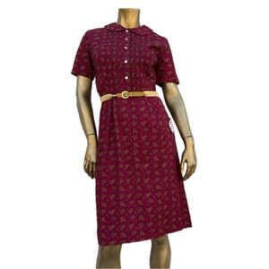 NWT vintage Shirtmaster by Siro cotton Short Sleeve day Dress with Belt, size 15